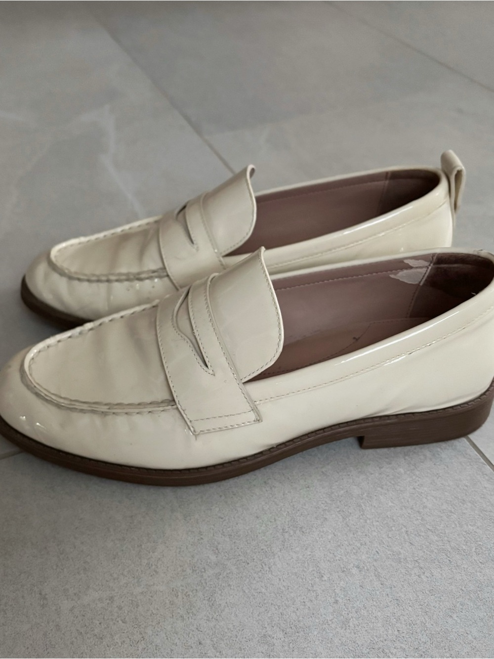Cole Haan Stassi Penny Loafers in Cream Patent